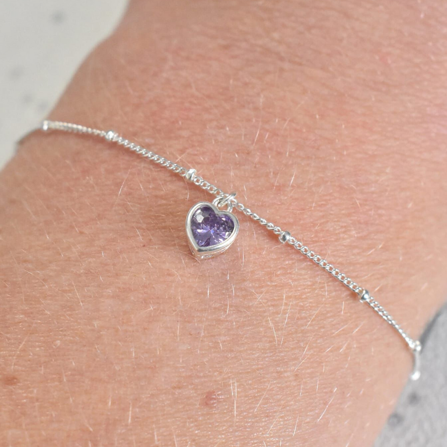 Lilac Heart Charm Bracelet - Nova Keepsakes 