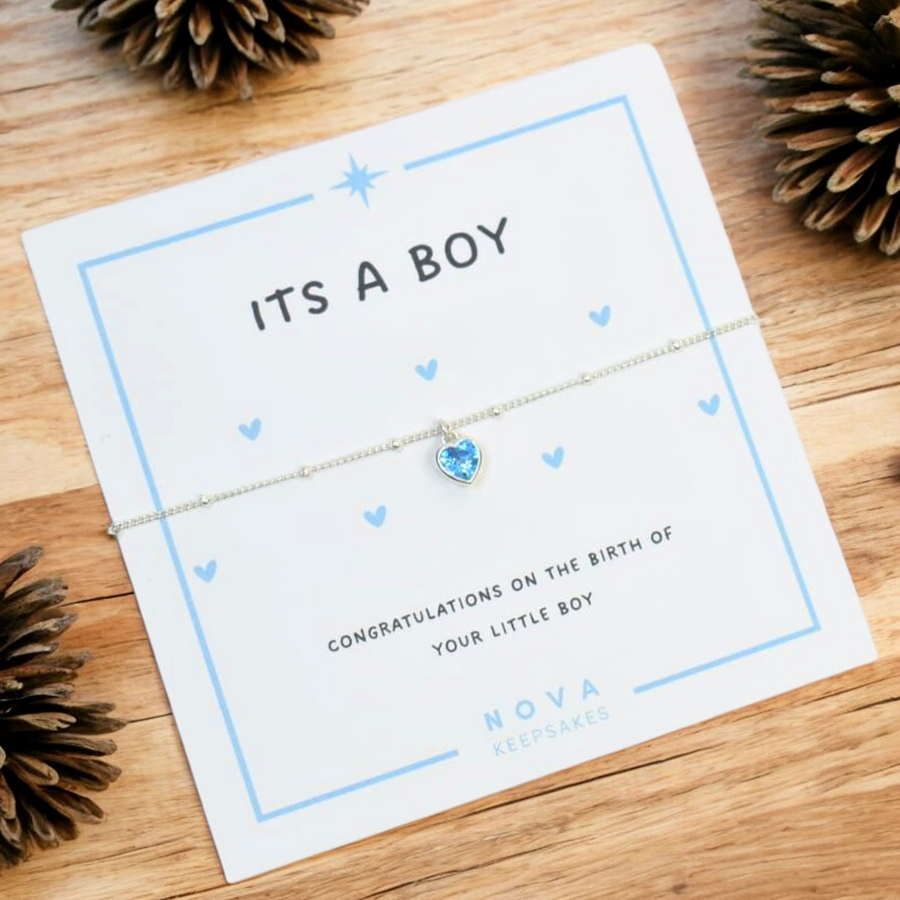 Sentiment Card Its a Boy Charm Bracelet - Nova Keepsakes 