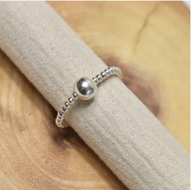 Stacking Ring with Silver Focal Bead - Nova Keepsakes 