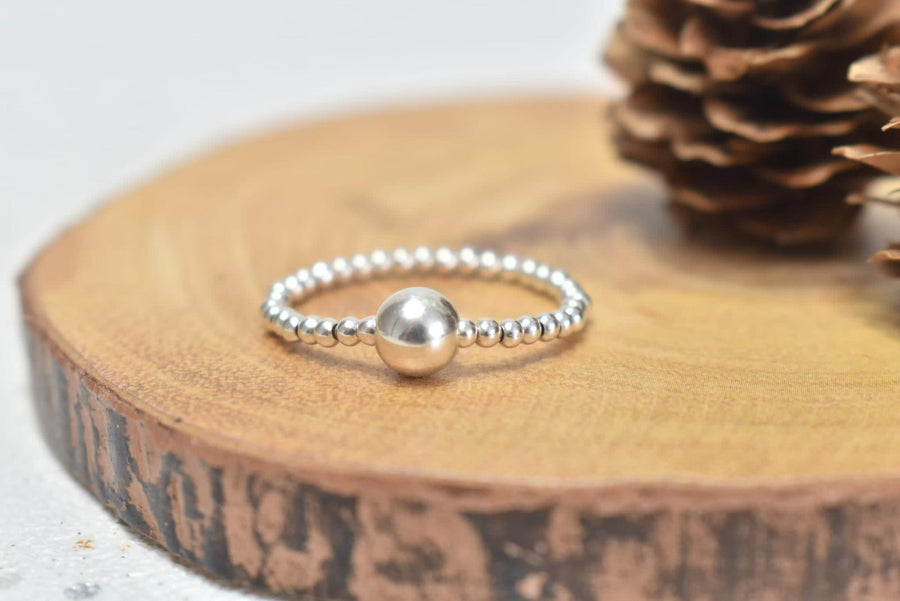 Sterling Silver Beaded Ring 