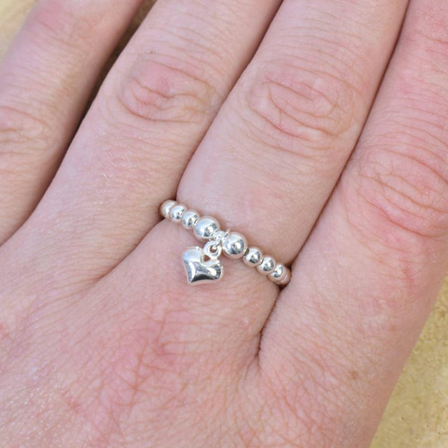 Sterling Silver Charm Ring Heart - Nova Keepsakes 