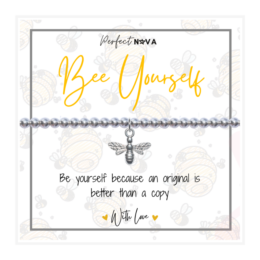 Be Yourself Bee Bracelet Silver Beads Charm Bracelet 